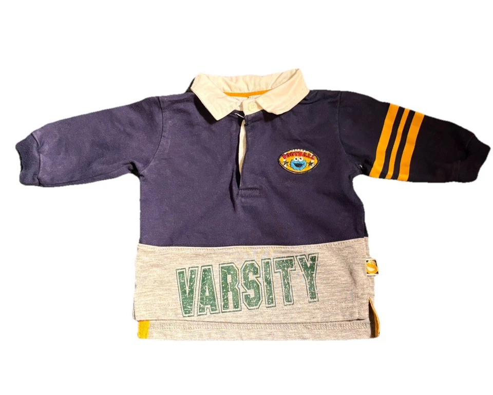 Vintage Sesame Street Rugby Shirt/Jeans Outfit 3-6 Months 1990s Sports - Image 2 of 4
