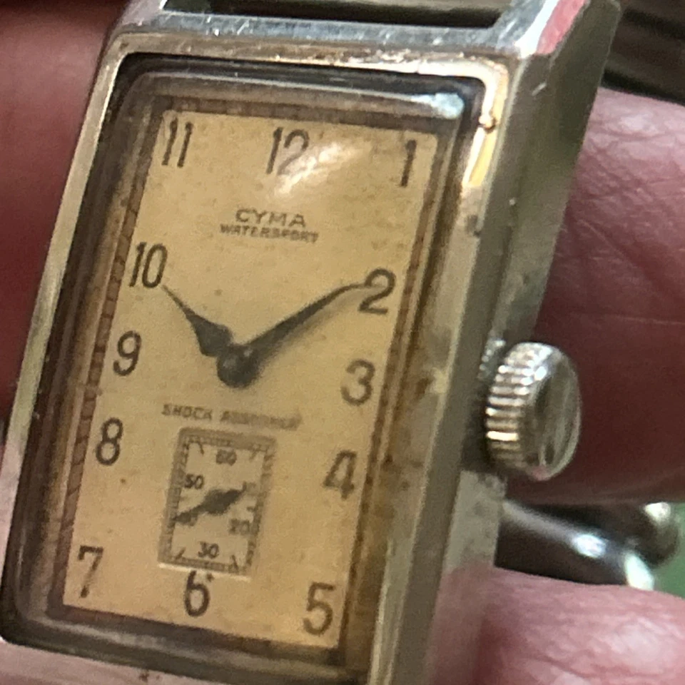 Reloj de pulsera Cyma rectangular de acero inoxidable vintage para hombre para arreglar Foto 2 de 4
