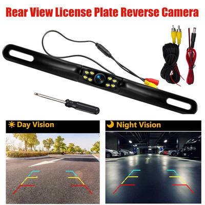 Backup Camera 1080p US License Plate Camera Rear View Camera 170° with 8 Lights