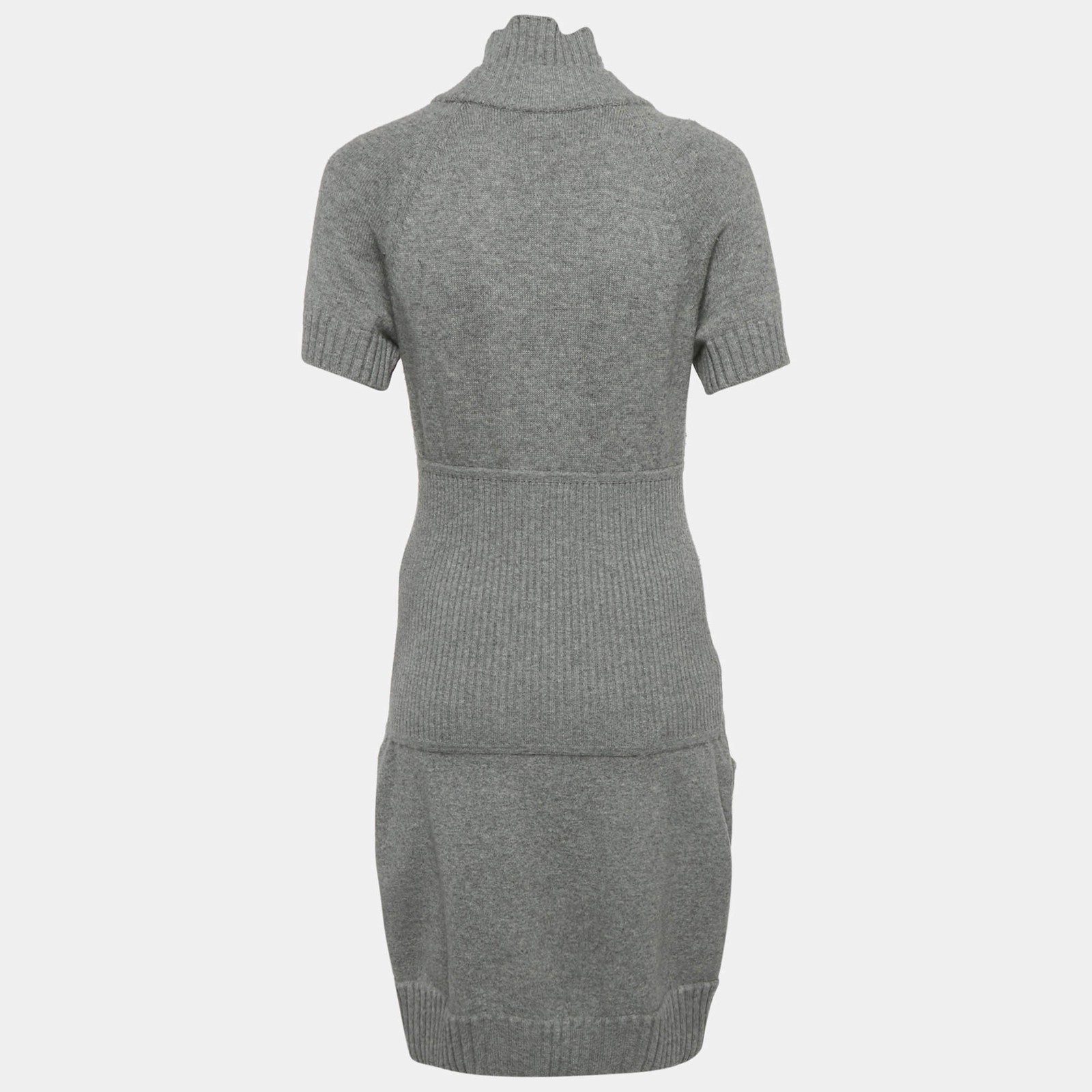 Chanel Grey Wool Cashmere Midi Dress M thumbnail 2