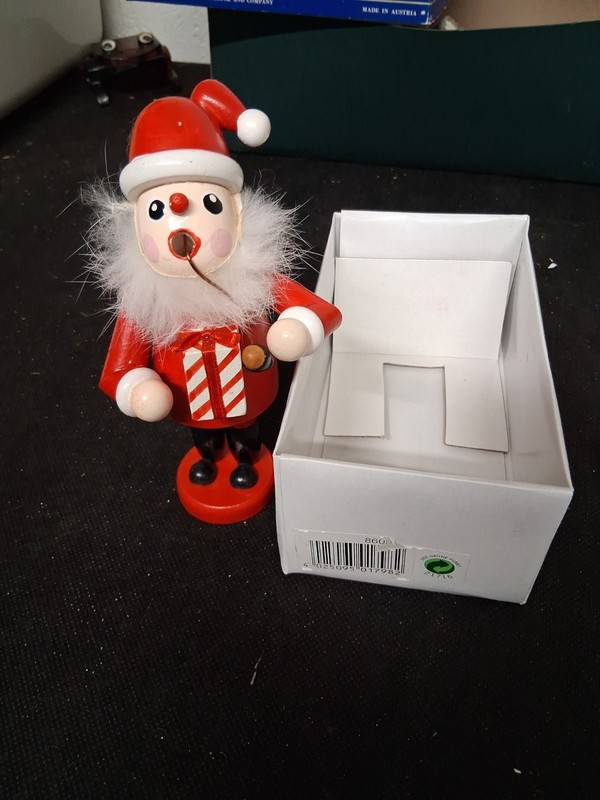 Vtg German Smoker Incense Germany Santa Claus Christmas Wood 5 3/4"  St Nick