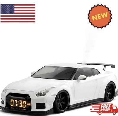 Sports Car Alarm Clock LED Display Engine Sound Vibration Flame Mist Effect Uniq