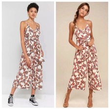 free people SIZE 4 hot tropics front tie floral cropped jumpsuit s small