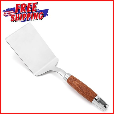 #ad #ad STAINLESS STEEL SPATULA TURNER Heavy Duty Metal Griddle Flipper Wood Handle NEW $12.26