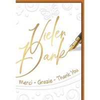 Danke GlüCkwunschkarte Mit Umschlag FüLlfederhalter Vielen Dank Merci Grazie Tha
