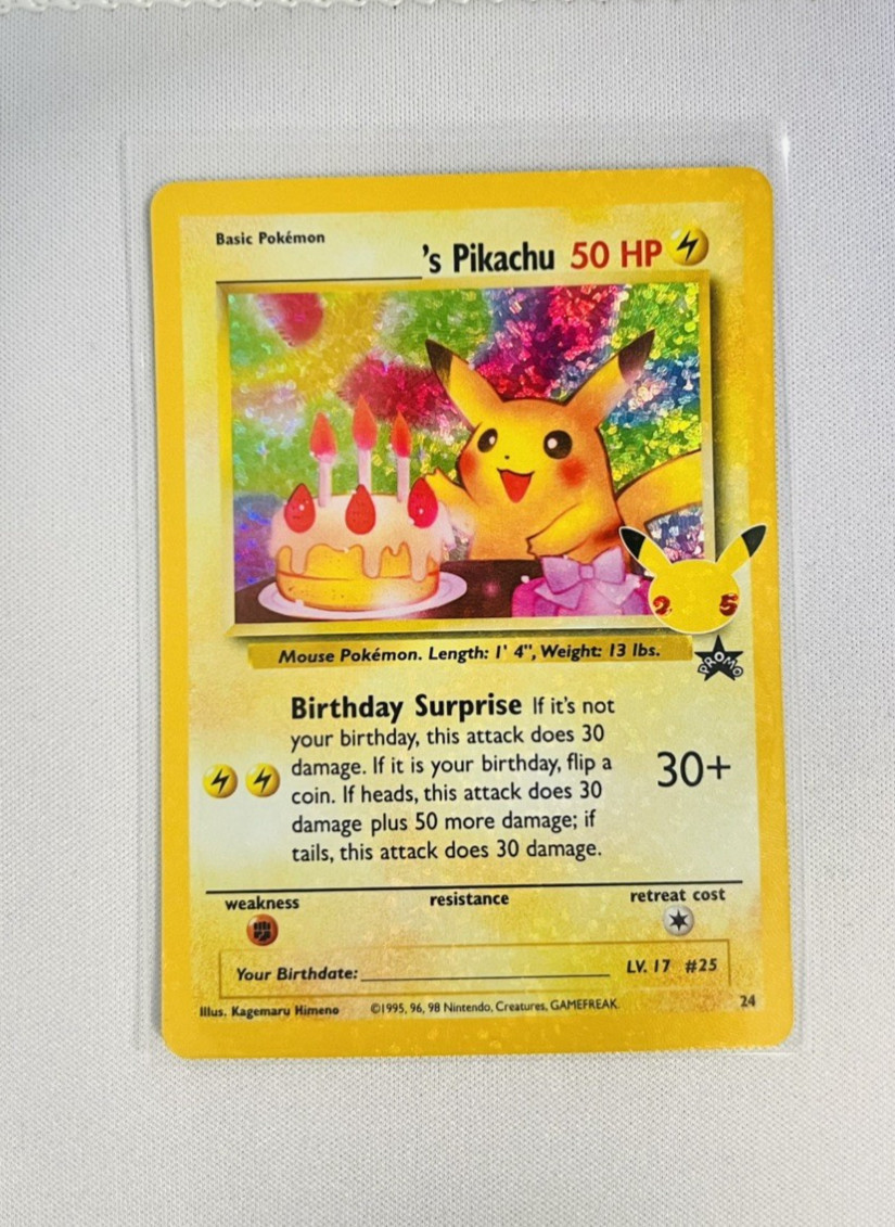 Pokemon Birthday Pikachu 24/53 Celebrations Classic Collection Stamped Holo NM/M