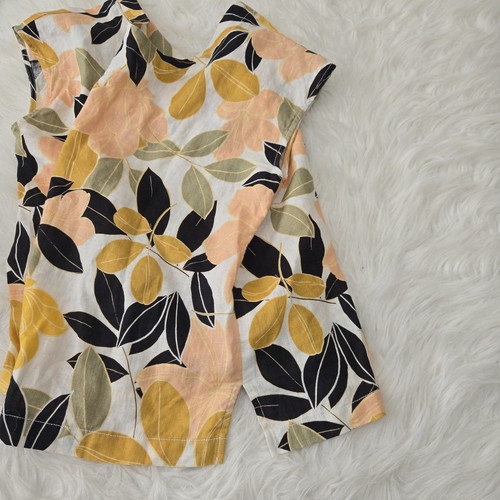 RACHEL ZOE Floral Linen Blouse Medium Bold Modern Print Button Back Pink Green - Picture 7 of 7