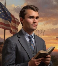 Charlie Kirk MAGA Christian Oil Painting Style Print AI Generated 8X10 Print