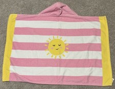 POTTERY BARN KIDS Hooded Towel Pink Striped sunshine yellow