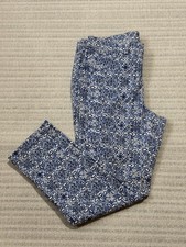Rafaella Comfort Waist Pull-On Blue Geometric Slim Crop Pants Women  s Sz 12
