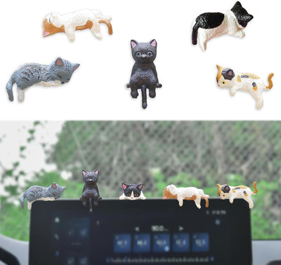 5 Pcs Mini Cute Cats Computer Monitor Decor Cute Desk Accessories Dashboard Deco