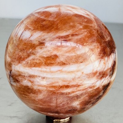 Natural Red Glue Flower Quartz Sphere Crystal Ball Healing 2860G