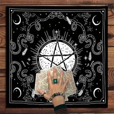 Pagan Wiccan Pentagram Crystals Black Gothic Altar Divination Cloth Small