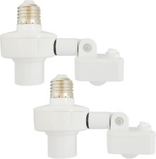 2 Pack Motion Sensor Light Sockets,Motion Activated Socket Adapter, E26/E27 Adj