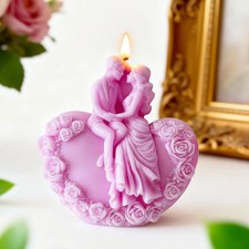 Rose Heart Couple Candle Mold Valentine Wedding Silicone Mold DIY Romantic Aroma