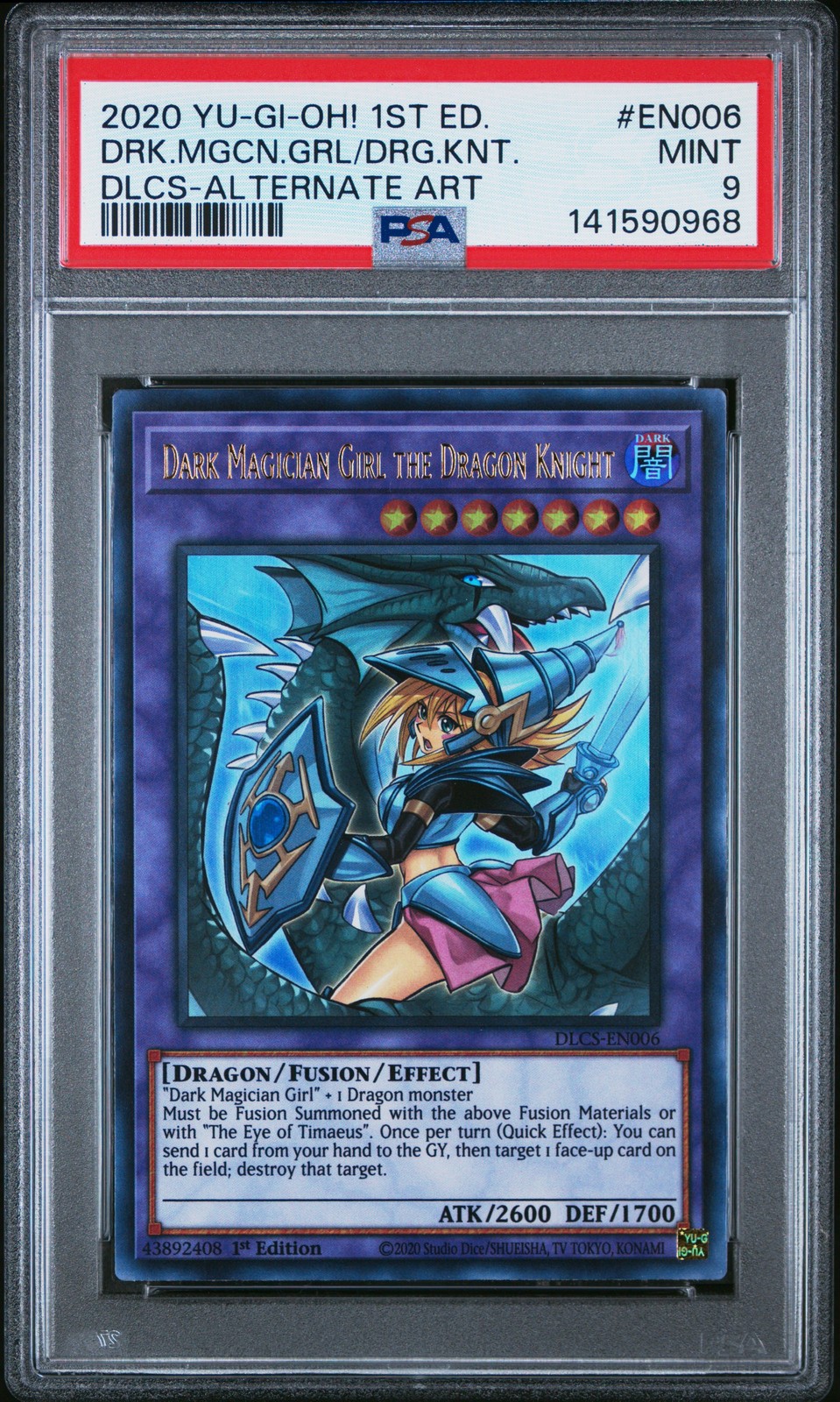 2020 1ST EDITION-ALTERNATE ART #EN006 DARK MAGICIAN GIRL THE DRAGON KNIGHT PSA 9