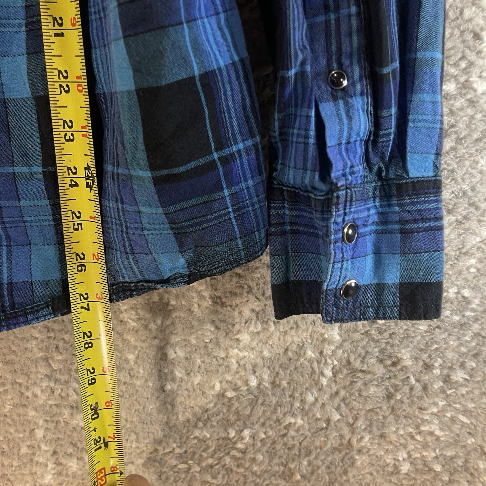 I.N.C International Concepts Snap Front Long Sleeve Western Plaid Shirt Small