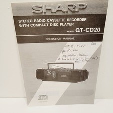 Vtg Sharp Operation Manual QT-CD20 Stereo Radio Cassette Recorder Disc Player