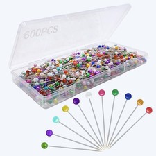 600PCS Sewing Pins Straight Pin for Fabric, Large, 600pcs Colorful Head