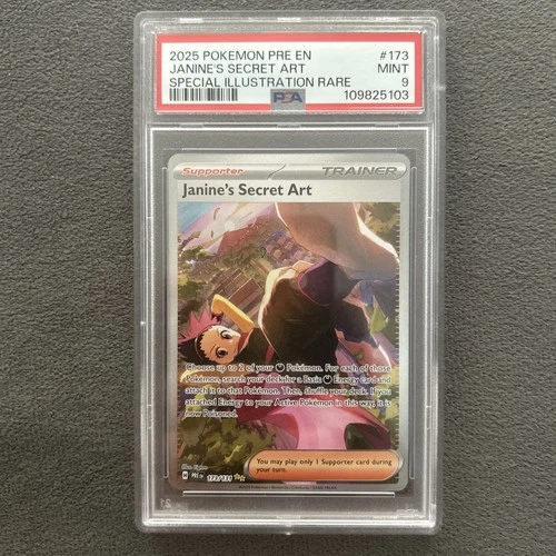 PSA 9 JANINE'S SECRET ART 173/131 - S&V PRISMATIC EVOLUTIONS SIR HOLO - MINT