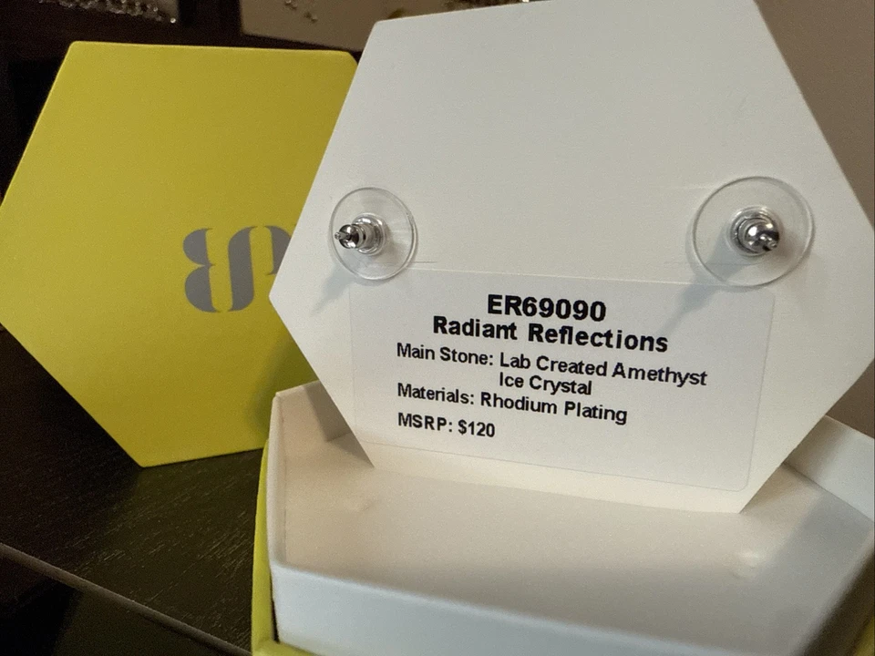 Bomb Party ER69090 Radiant Reflections Amethyst Ice Crystal on Rhodium - Image 3 of 3