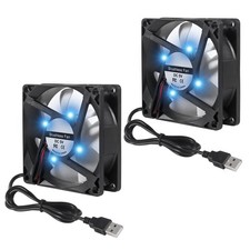 2PCS 80mm 8cm LED Blue Computer Case Cooling Fan 80x80x25mm 5V USB