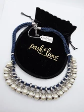 Park Lane "Sateen" Necklace Glass Pearl Blue Cord NEW