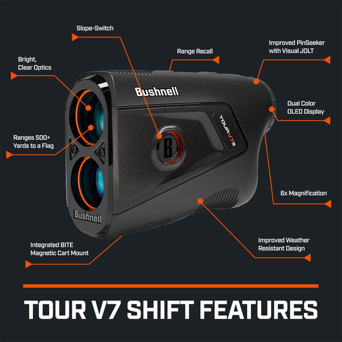Bushnell Golf Tour V7 Shift Laser Rangefinder with Tour Trusted 