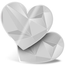 2 x Heart Stickers 15 cm - BW - Teal Art Deco Triangles Geometric #43625