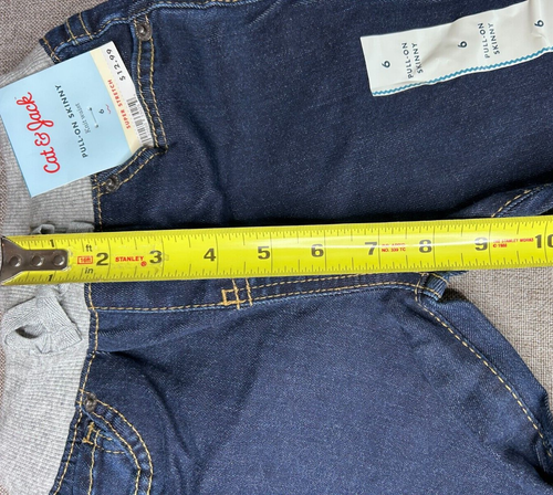 Cat & Jack Mid-Rise Knit Waist Pull-on Skinny Jeans Girl's 6 Stretch Blue NWT - Picture 10 of 13