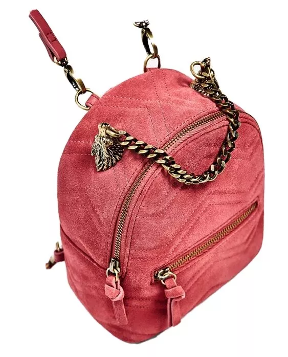 Zara Pink Leather Suede Backpack With Gold Hardwear |