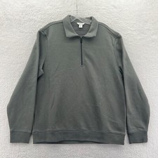 Calvin Klein Sweater Mens Large Gray 1/4 Zip Collared Pullover Cotton Polyester