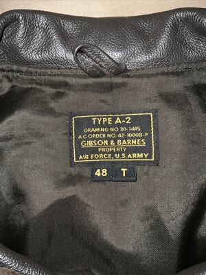 Gibson & Barnes Jacket Type A-2 Bomber WW2 Style Brown Leather