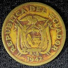 ECUADOR Brass 1942 D  20 Centavos 1 Year Type Denver Mint VF KM# 77.1a (22 994) — photo 3