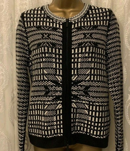 Textured Zip Knit Tweed Cardigan Drape 