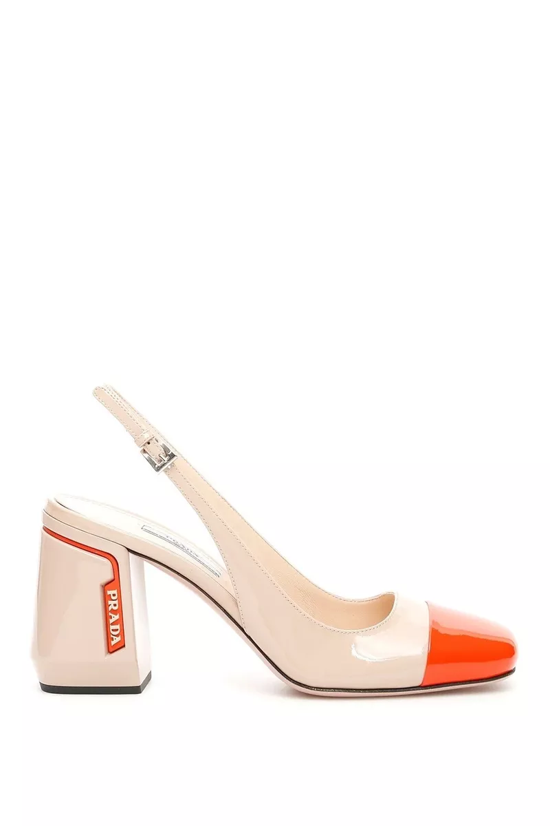 Prada block store heel pump