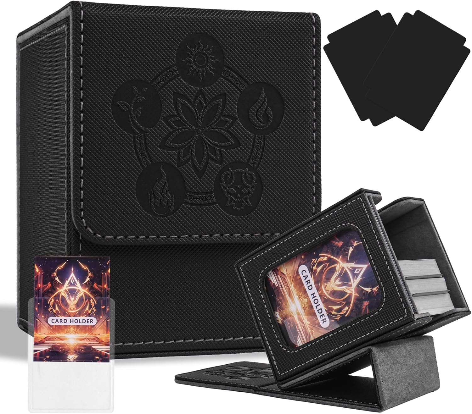 MTG Deck Box with Commander Display Window, Card Deck Box Fits 100+ Double Sleev