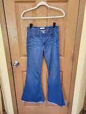 Judy Blue High Waist Super Flare Denim Jeans Womens 28 Raw Hem