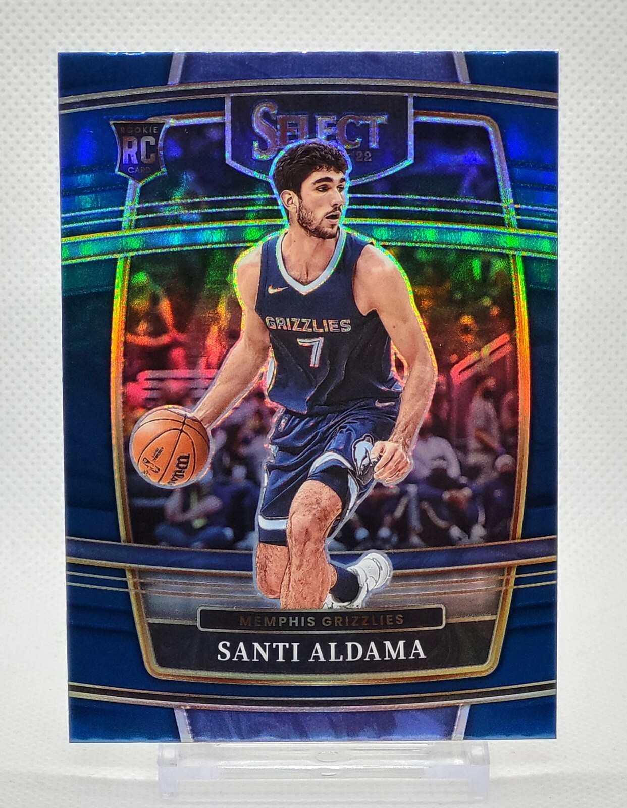 2021-22 Panini Select Rookie Santi Aldama Blue Silver Prizm #64 RC