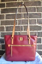 NWT $298 Dooney & Bourke Shopper Leather Red Brown Shoulder Tote