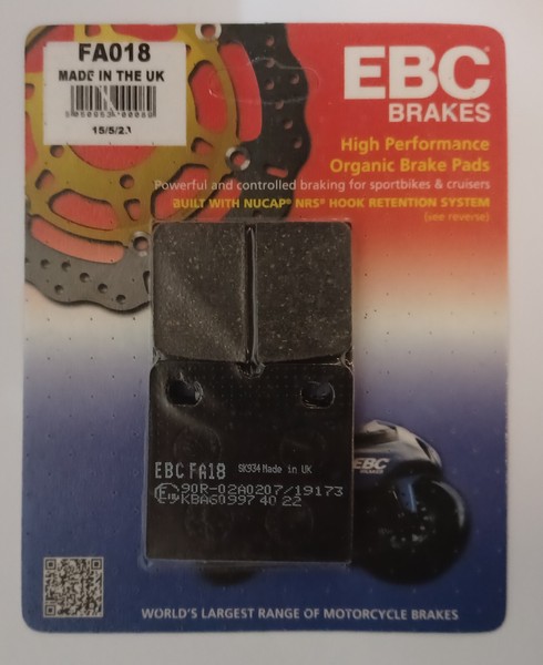 EBC Organische BremsbeläGe Set FüR Moto Guzzi V1000 G5 Hinten 1978-1983 FA018-image