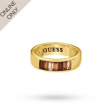 GUESS. Gold Band ring. Bronze & Topaz colour gems. Light catching Design Unisex