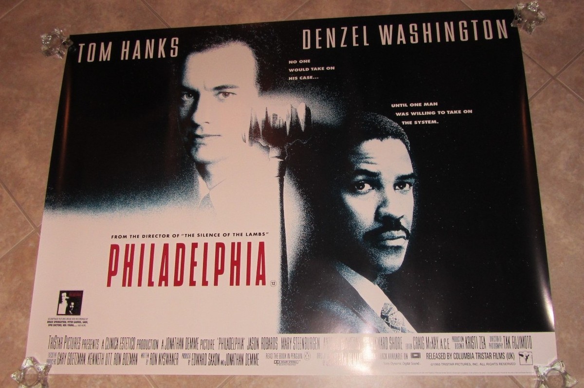 Philadelphia movie poster - Tom Hanks, Denzel Washington - 30 x 40 inches