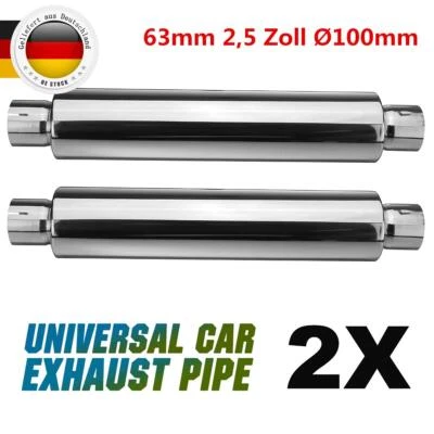 2.5" 63.5mm Résonateur Universel Silencieux D'échappement En Acier Inoxydable 2X - Photo 1/4