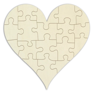 Blanko-Holzpuzzle, spitzes Herz,  personalisierbar – 18 Teile, selbst gestalten - Bild 1 von 4