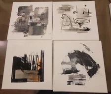 Original Abstract Minimal Landscape Drawing On Canvas By Local Artist 