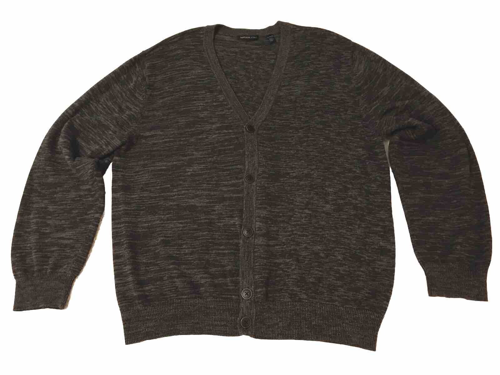 Van Heusen Studio Cotton Cardigan Sweater Mens XL Grunge Heather Gray Grandpa