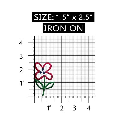 ID 6215 Pink Flower Outline Patch Cutout Garden Embroidered Iron