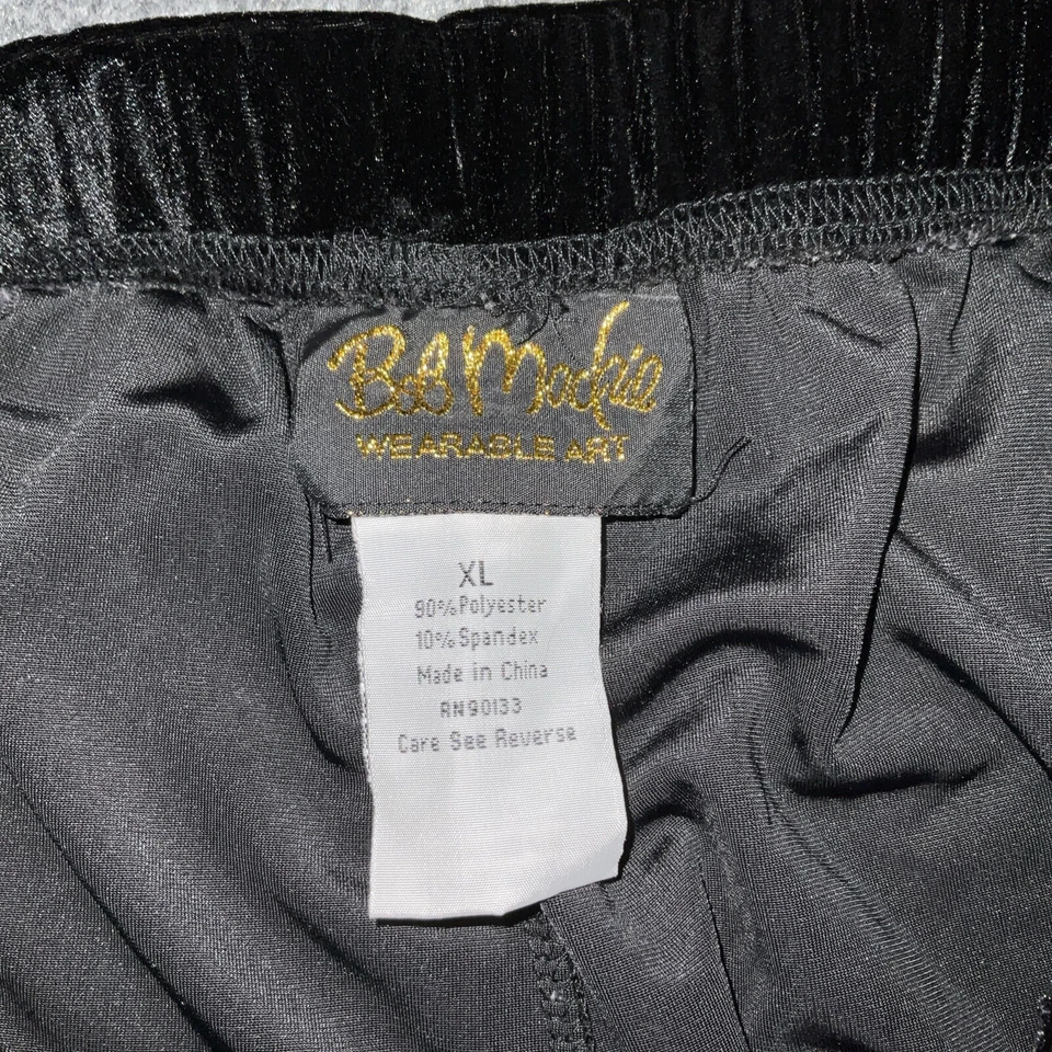 Bob Mackie 可穿戴艺术裤女式 XL 码黑色天鹅绒拉派对日期 — 第 2/4 张图片