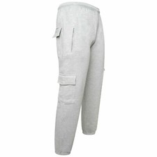 Mens Fleece Jogging Bottoms ZIP Pockets Pants Plain Open Hem Joggers Trouser